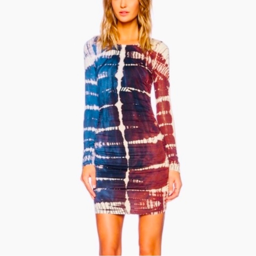 Gypsy 05 Tie Dye Shirred Mini Bodycon Dress SZ Small S Open Back Festival Sexy